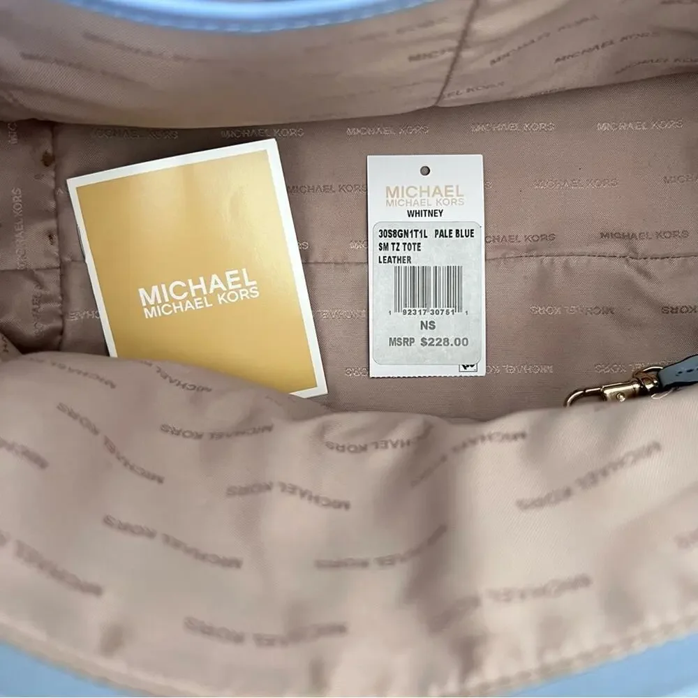Michael Kors Whitney Pebbled Leather Tote Pale Blue‎